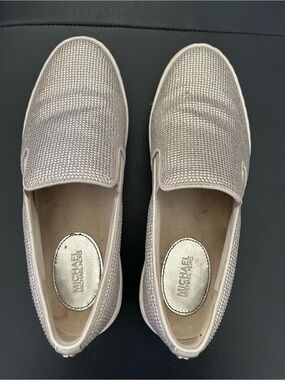 MICHAEL Michael Kors Women's Rhinestone Slip-On Flats in Silver